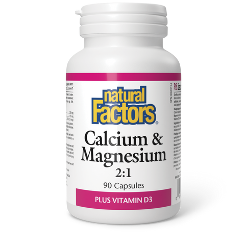 Calcium & Magnesium 2:1 Plus Vitamin D3, Natural Factors|v|image|1625
