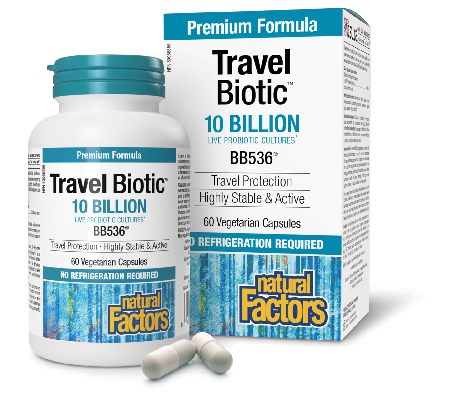Travel Biotic BB536 10 Billion Live Probiotic Cultures, Natural Factors|v|image|1812