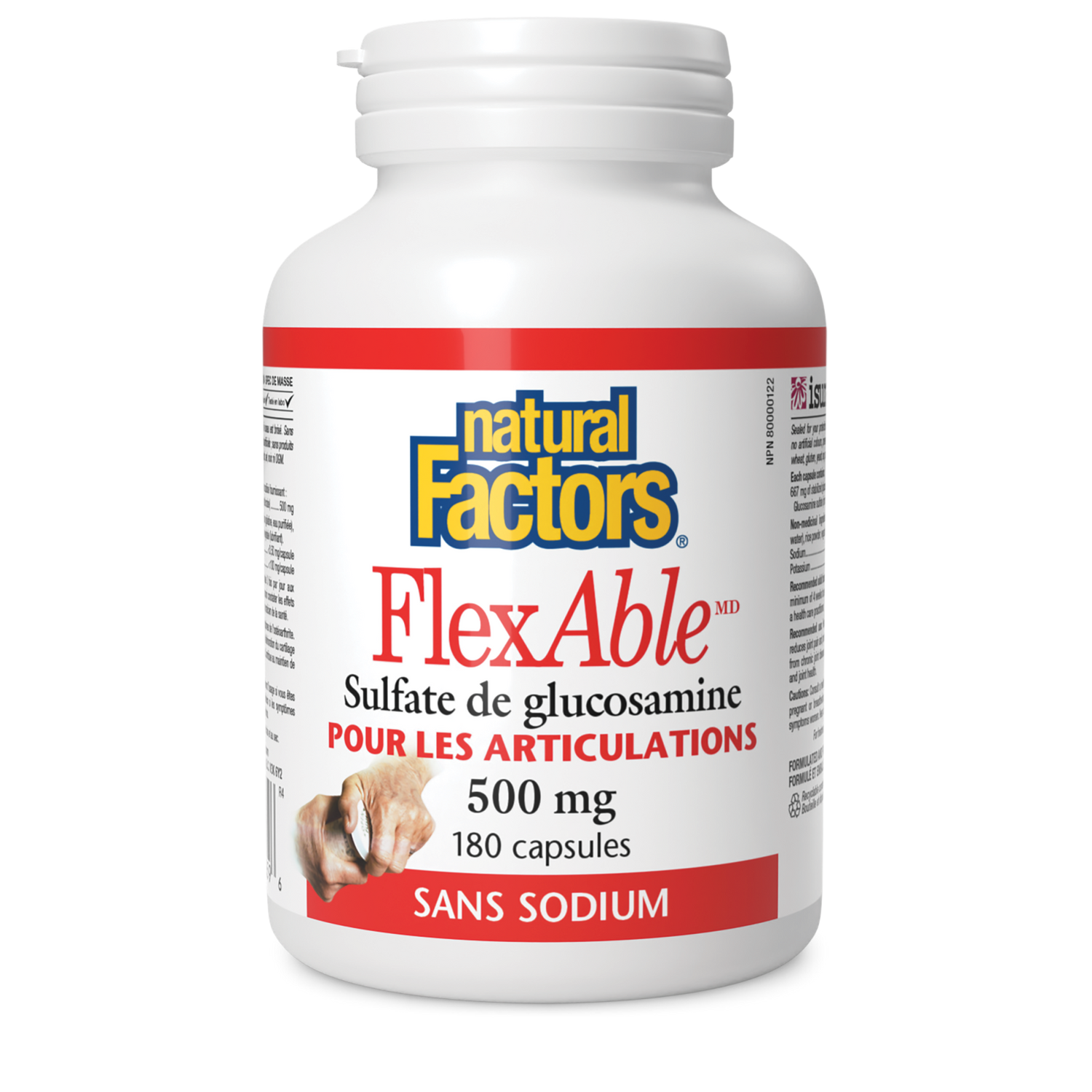 FlexAble Sulfate de glucosamine 500 mg, Natural Factors|v|image|2659