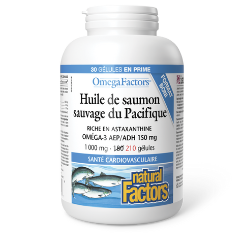 Huile de saumon sauvage du Pacifique 1 000 mg, OmegaFactors, Natural Factors|v|image|8225